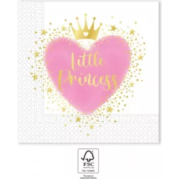 Procos My Little Princess 2-kihilised pabersalvrätid 33x33 cm, 20-pakk, mitmevärviline printsessitrükiga (96478)