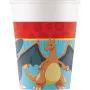 Procos Pokémoni paberklaasid 8-pakk 200ml Pikachu Charmander Squirtle Bulbasaur peoklaasid 98401