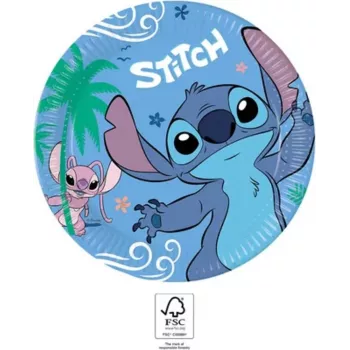 Procos Stitch & Angel pabertaldrikud 8-pakk 23cm Disney Lilo & Stitch peolauanõud 96794