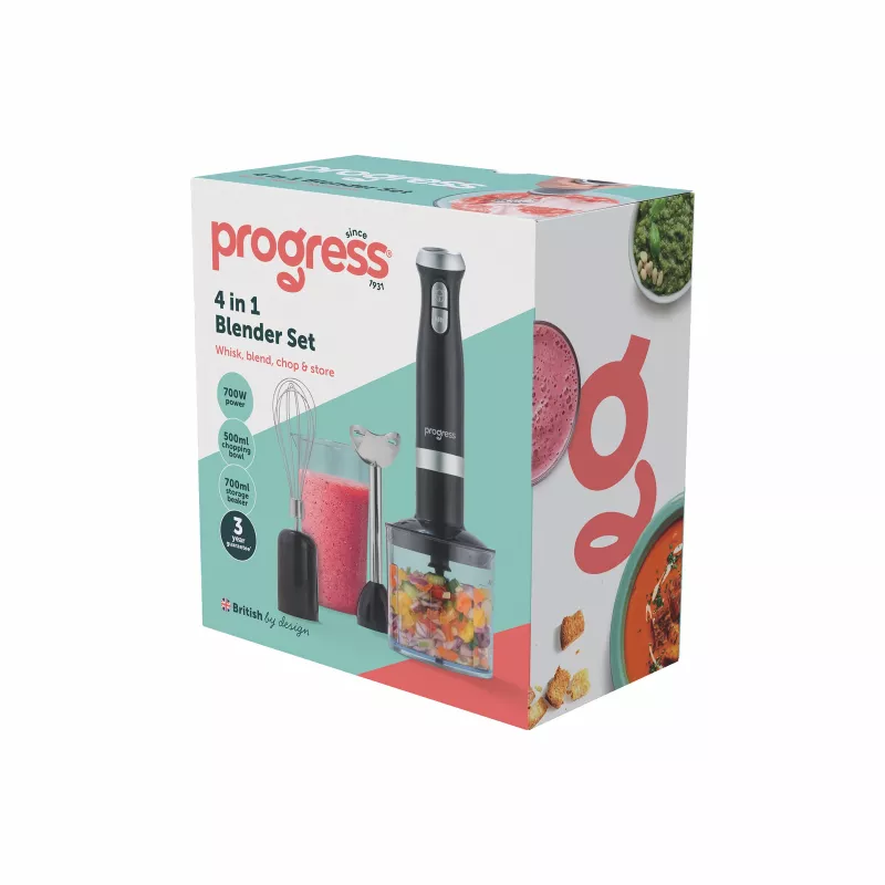 Progress EK6690PVDE 4 in 1 saumikserikomplekt, 600 W, must/roostevaba teras