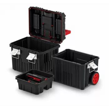 PROSPERPLAST Kistenberg Heavy Mobile Tool Box 40L Must/Punane ratastega
