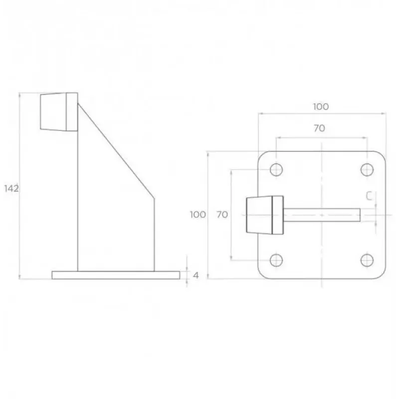 PSG 60.039.9005 Värava põrkepiirik, EPDM-kumm, must RAL 9005, 2-auguga poltühendus, 70 mm augu samm, 11 mm augud, -30°C kuni +80°C