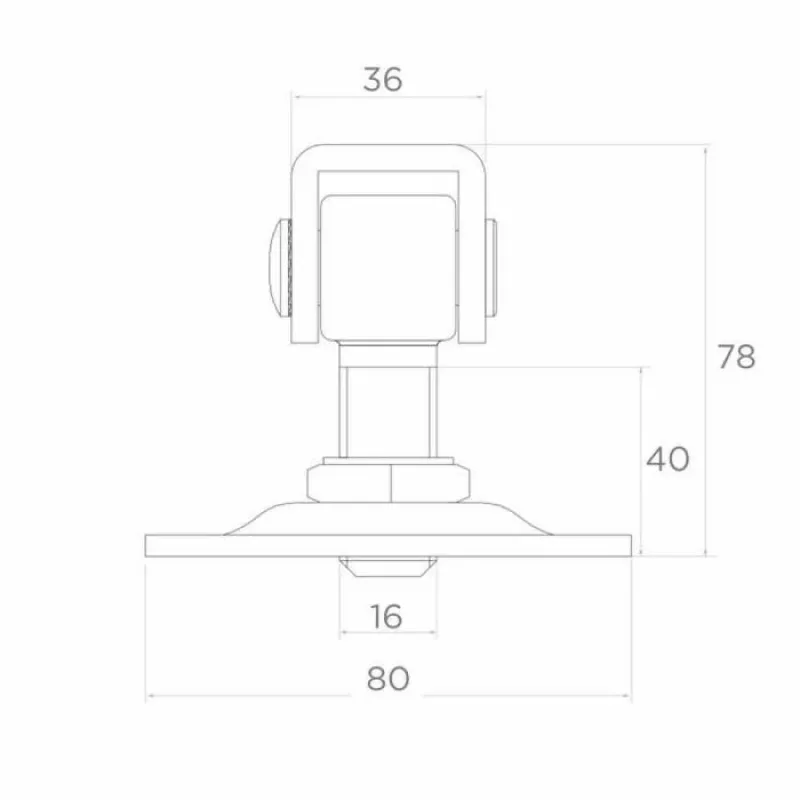 PSG 61.018 Reguleeritav väravahing 80x80x3 mm kinnitusplaadiga, M16 keermega