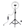 PULUZ 26cm LED rõngasvalgusti koos statiiviga kuni 1,1m ja telefoni hoidikuga, USB-toitega