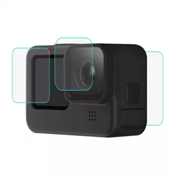 PULUZ PU507 9H Karastatud klaasist ekraani- ja objektiivikaitse komplekt GoPro HERO12/11/10 Black – 3-osaline komplekt (esiklaas, tagaklaas, objektiiv)