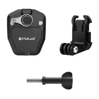 PULUZ Mootorratta tuuleklaasi klamber sportkaameratele (DJI Osmo Action 4, GoPro Hero 12, Insta360 Ace Pro / X4) - Must