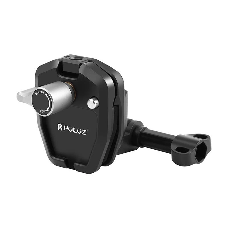PULUZ Mootorratta tuuleklaasi klamber sportkaameratele (DJI Osmo Action 4, GoPro Hero 12, Insta360 Ace Pro / X4) - Must
