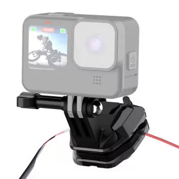 PULUZ Mootorratta tuuleklaasi klamber sportkaameratele (DJI Osmo Action 4, GoPro Hero 12, Insta360 Ace Pro / X4) - Must