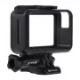 Puluz kaitsekest DJI Osmo Action jaoks - must PC-raam küljepingi kinnitusega, kiirvabastuslukuga