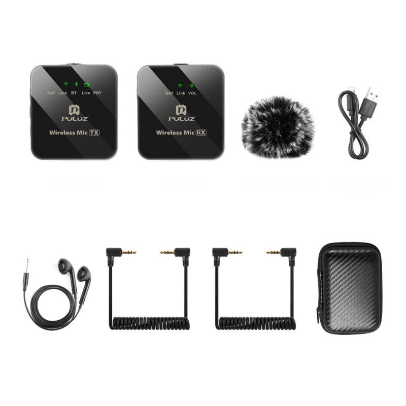 PULUZ PU3153B traadita riivmikrofon 1 TX + 1 RX, 2.4GHz, USB-C, omnidirektsionaalne kondensaatormikrofon, mürasummutus, plug-and-play Androidile ja PC-le