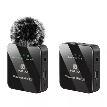 PULUZ PU3153B traadita riivmikrofon 1 TX + 1 RX, 2.4GHz, USB-C, omnidirektsionaalne kondensaatormikrofon, mürasummutus, plug-and-play Androidile ja PC-le