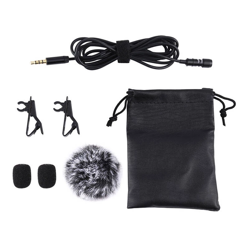 PULUZ PU424 Lavalier Mikrofon 1.5m 3.5mm TRRS Ühesuunaline Kondensaatorklambriga Mikrofon Nutitelefonidele, DSLR-kaameratele, Sülearvutitele - Must