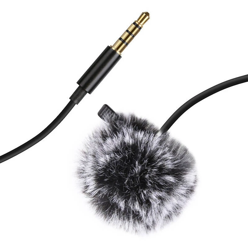 PULUZ PU424 Lavalier Mikrofon 1.5m 3.5mm TRRS Ühesuunaline Kondensaatorklambriga Mikrofon Nutitelefonidele, DSLR-kaameratele, Sülearvutitele - Must