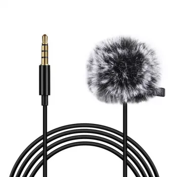 PULUZ PU424 Lavalier Mikrofon 1.5m 3.5mm TRRS Ühesuunaline Kondensaatorklambriga Mikrofon Nutitelefonidele, DSLR-kaameratele, Sülearvutitele - Must