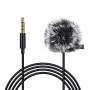 PULUZ PU424 Lavalier Mikrofon 1.5m 3.5mm TRRS Ühesuunaline Kondensaatorklambriga Mikrofon Nutitelefonidele, DSLR-kaameratele, Sülearvutitele - Must