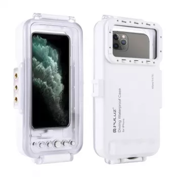 PULUZ PU9010W veekindel korpus iPhone'ile – 45 m veealune korpus, valge