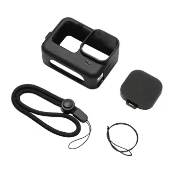 PULUZ Silikoonkate GoPro HERO12, HERO11, HERO10, HERO9 Black jaoks koos objektiivikaane ja rihmaga (must)