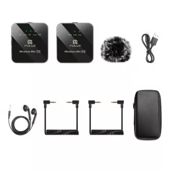 PULUZ Wireless Lavalier Microphone 2 TX + 1 RX