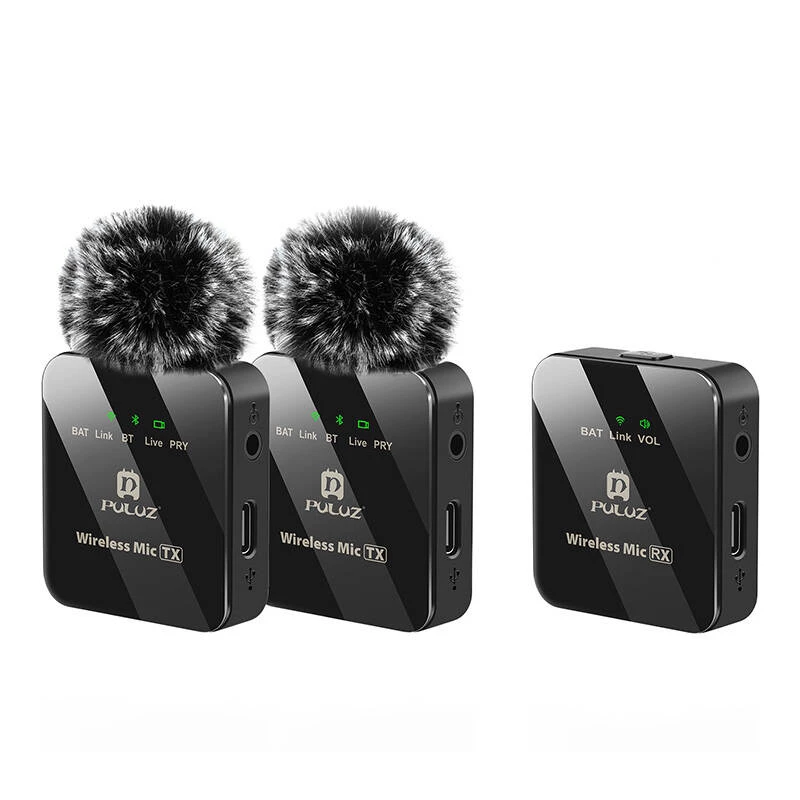 PULUZ Wireless Lavalier Microphone 2 TX + 1 RX