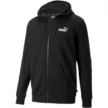 PUMA ESS+ Tape täispikkuses lukuga kapuutsiga dressipluus TR must 848768 01 meeste fliisjakk teibitud varrukatega