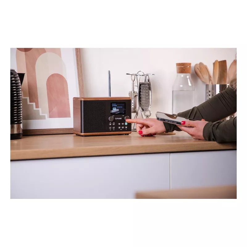 Pure Classic H4 DAB+ FM Raadio Bluetooth 5.3-ga, Kohv Must/Pähkel, 10W
