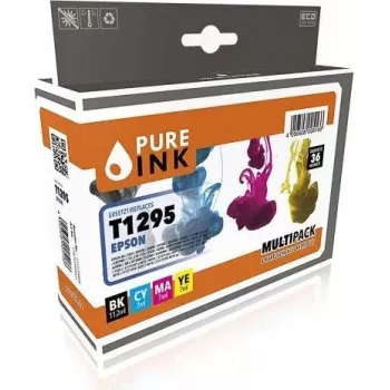 PURE INK taastoodetud 4-pakk tindikassetid Epson T1295 jaoks (must, tsüaan, magenta, kollane) kiibiga EPST1295MP4