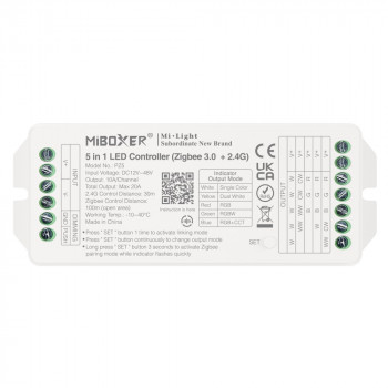 MiBoxer PZ5 5-ühes LED-kontroller, Zigbee 3.0 + 2,4 GHz RF, 12–48 V, 20 A
