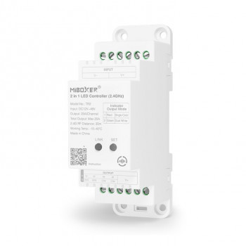 MiBoxer TR2 2-ühes LED-kontroller, DIN-liist, 12–48 V DC, 20 A