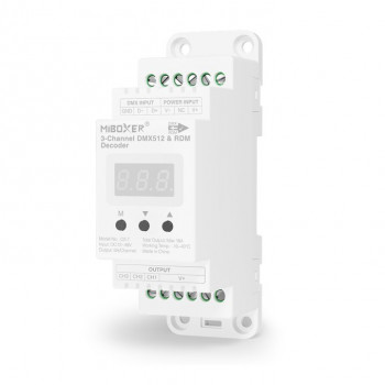 MiBoxer D3-T 3-kanaliline DMX512/RDM LED-dekooder, DIN-liist, 12–48 V DC