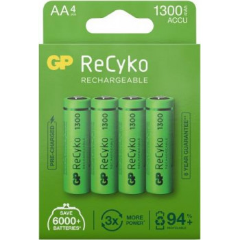 GP ReCyko AA NiMH akud, 1300 mAh, 1,2 V, 4 tk