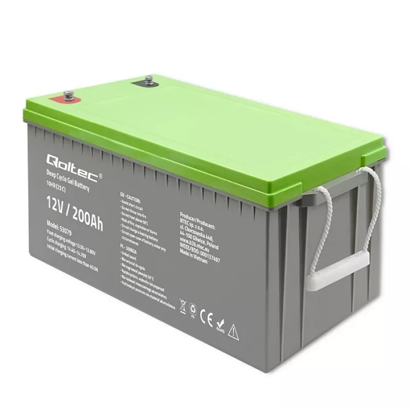 Qoltec 53079 süvatsükli geelaku 12V 200Ah (62,5kg)