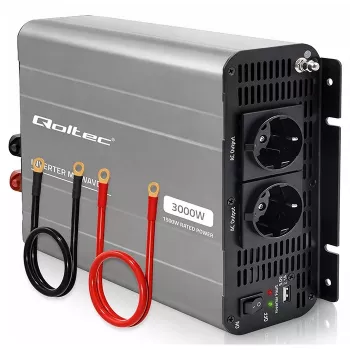 Qoltec modifitseeritud siinuslainega pingemuundur 12V kuni 230V 1500W/3000W USB-iga, ühilduv LiFePO4 GEL AGM-iga