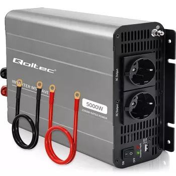 Qoltec modifitseeritud siinuslaine pingemuundur 12V kuni 230V 2500W/5000W USB-ga, ühilduv LiFePO4 GEL AGM akudega
