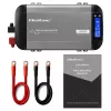 Qoltec puhas siinuslaine inverter 12V kuni 230V 1000W/2000W LCD, USB, USB-C, LiFePO4/GEL/AGM-iga ühilduv