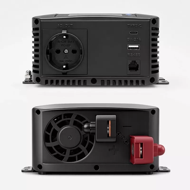 Qoltec puhas siinuslaine inverter 12V kuni 230V 1000W/2000W LCD, USB, USB-C, LiFePO4/GEL/AGM-iga ühilduv