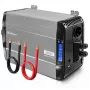 Qoltec puhas siinuslaine inverter 12V kuni 230V 3000W/6000W LCD, USB, USB-C, LiFePO4/GEL/AGM ühilduvusega
