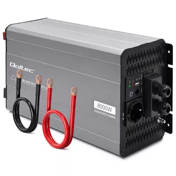 Qoltec puhas siinuslaine inverter koos UPS-iga 12V kuni 230V 4000W/8000W USB LiFePO4 GEL AGM