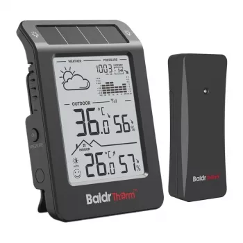 RAINPOINT BALDRTHERM B0596WT2H2P-V1 päikeseenergial töötav ilmajaam juhtmevaba välisanduriga, must