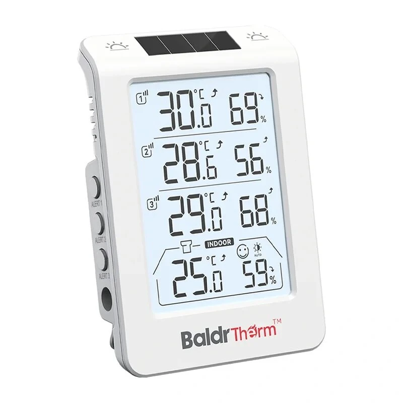 RAINPOINT BALDRTHERM B0598 3-kanaliline termohügromeeter automaatse taustvalgustusega