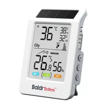 Rainpoint Baldrtherm HCS596WB Päikeseenergial töötav Wi-Fi termohügromeeter rakenduse juhtimise ja kauganduriga