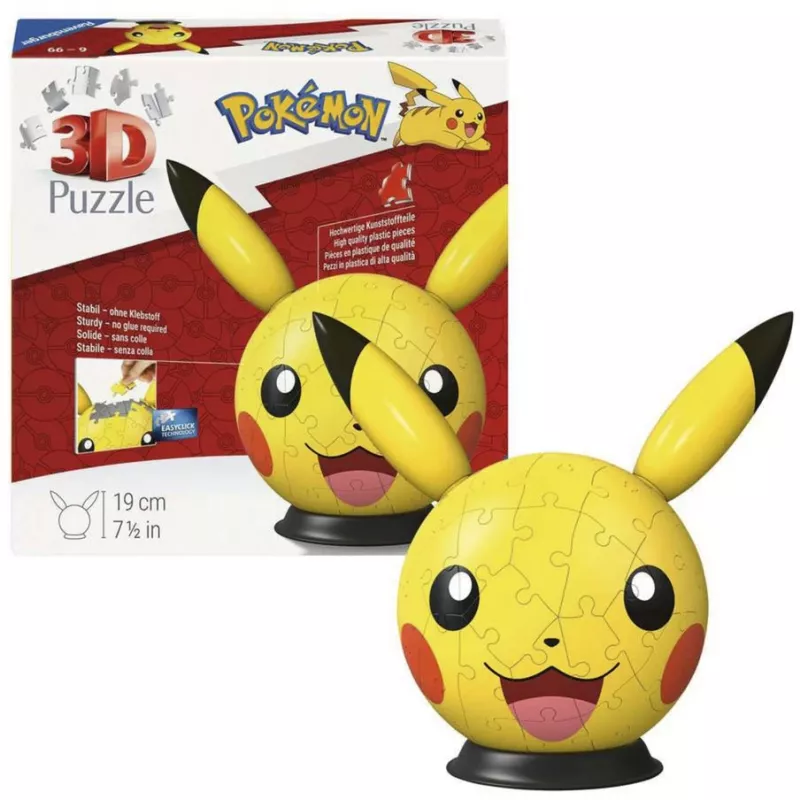 Ravensburger 3D Puzzleball Pokémon Pikachu with Ears - 54 Pieces