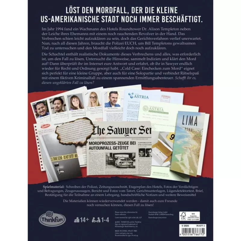 RAVENSBURGER Cold Case: Einchecken zum Mord kooperatiivne detektiivimäng