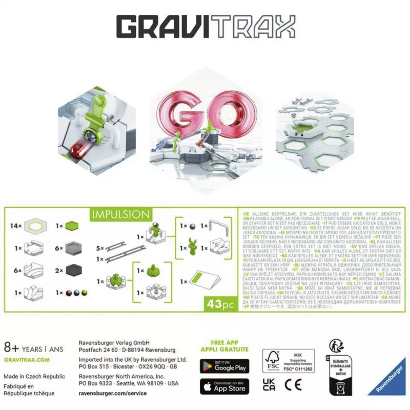 Ravensburger GraviTrax GO Impulsion Kuuliraja Laienduskomplekt (25 tükki)