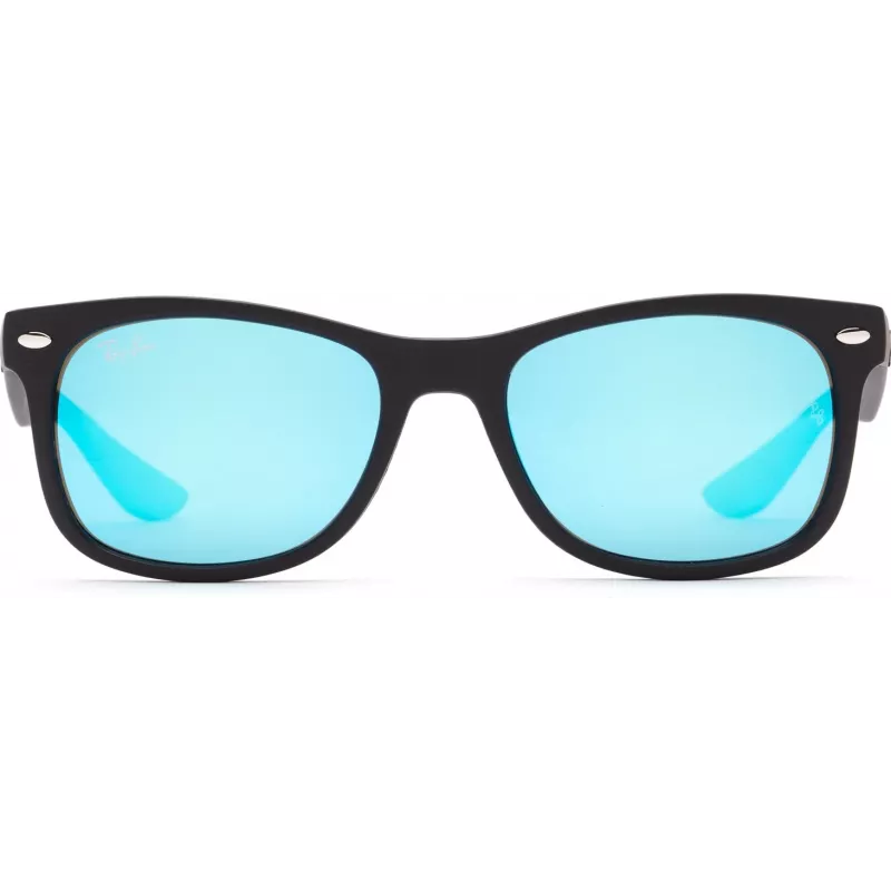 Ray-Ban Junior RJ9052S100S55 Päikeseprillid - Läikiv must raam, helesinine peegellääts, 48 mm