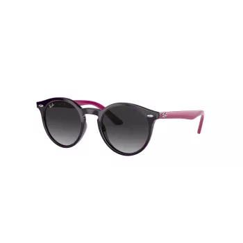 Ray-Ban Junior RJ9064S70218G Laste päikeseprillid, ümmargused, läbipaistva roosa raamiga, halli gradientläätsedega, 44 mm