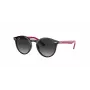 Ray-Ban Junior RJ9064S70218G Laste päikeseprillid, ümmargused, läbipaistva roosa raamiga, halli gradientläätsedega, 44 mm