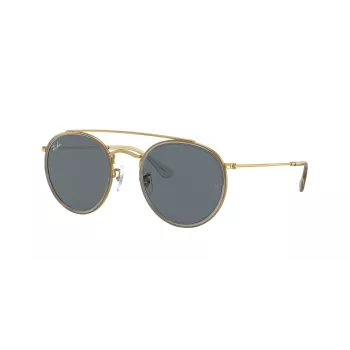 Ray-Ban RB3647N Round Double Bridge Päikeseprillid Vaskraam Helesiniste Gradientläätsedega 51mm