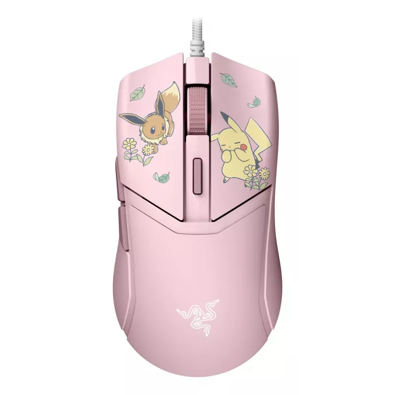 Razer Cobra – Pikachu & Eevee Edition juhtmega mängurihiir, 8500 DPI optiline sensor, Chroma RGB alavalgustus, 6 programmeeritavat nuppu, sümmeetriline paremakäeline