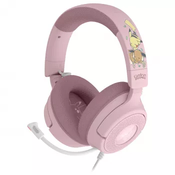 Razer Kraken V4 X Pokémon Pikachu & Eevee Edition juhtmega mänguri peakomplekt, USB-A, 7.1 ruumiline heli, Chroma RGB