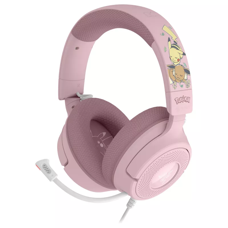 Razer Kraken V4 X Pokémon Pikachu & Eevee Edition juhtmega mänguri peakomplekt, USB-A, 7.1 ruumiline heli, Chroma RGB